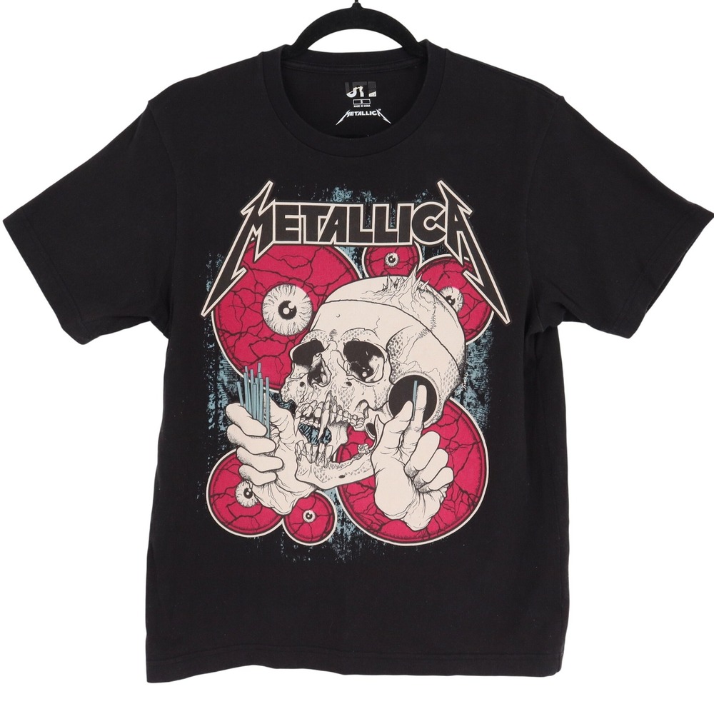 Uniqlo x Metallica Skull Graphic T-Shirt Men's Size S Black Band Short Sleeve